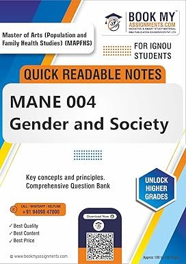 IGNOU Best Exam Help Book MANE 004 Gender and Society English Medium