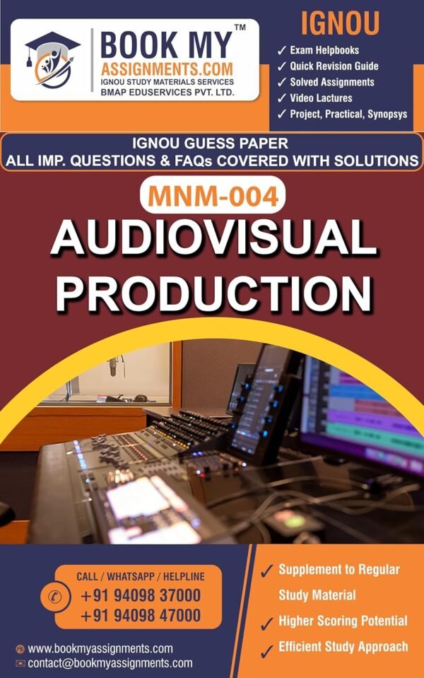 IGNOU Best Exam Help Books MNM 004 Audiovisual Production English Medium