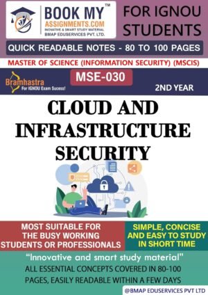 IGNOU Best Online Exam Help Book MSE 030 Cloud and Infrastructure Security English Medium