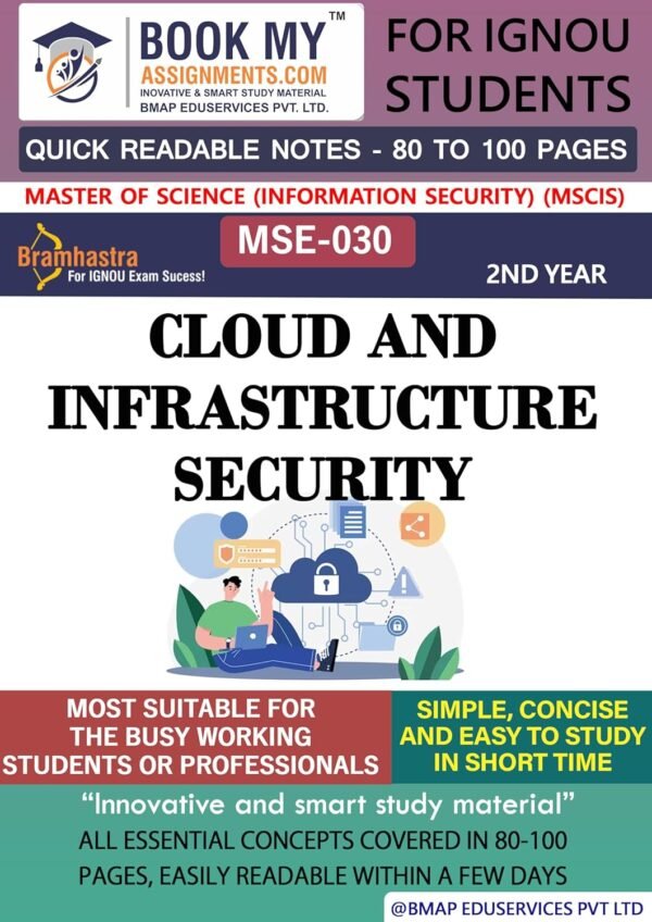 IGNOU Best Online Exam Help Book MSE 030 Cloud and Infrastructure Security English Medium