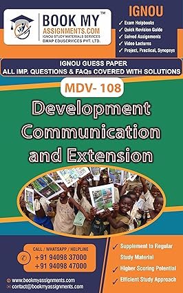 IGNOU Guess Paper English Medium MDV 108 Development Communication and Extension Study Material