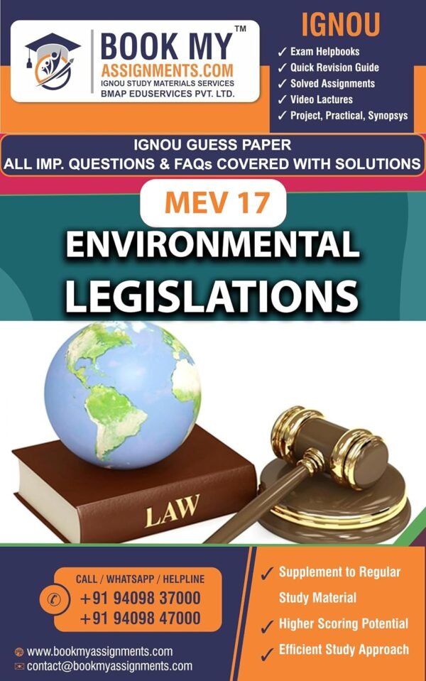 IGNOU Guess Papers MEV 017 Environmental Legislations Study Guide Book English Medium