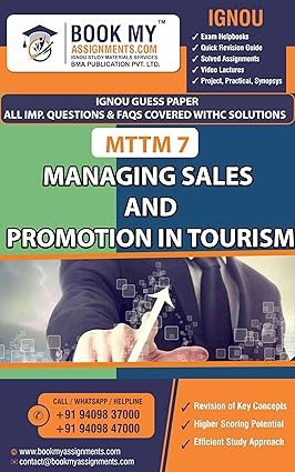 IGNOU Help Book MTTM 7 Managing Sales and Promotion in Tourism English Medium