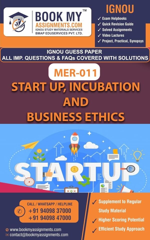 IGNOU MER 011 Start Up, Incubation and Business Ethics Guide Book English Medium