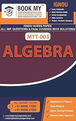 IGNOU MMT 003 Algebra Study Material Guess Paper English Medium