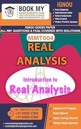 IGNOU MMT 004 Real Analysis Study Material English Medium Help Book