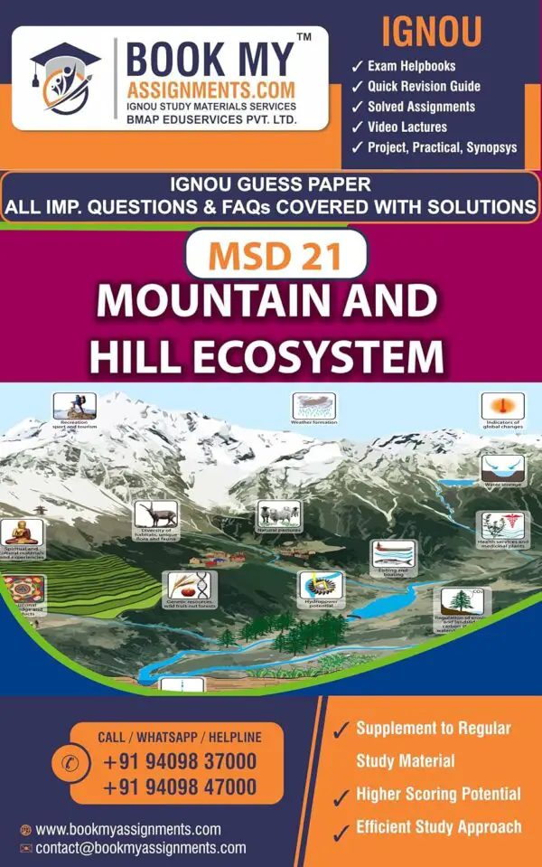 IGNOU MSD 21 Mountain and Hill Ecosystem Study Material English Medium