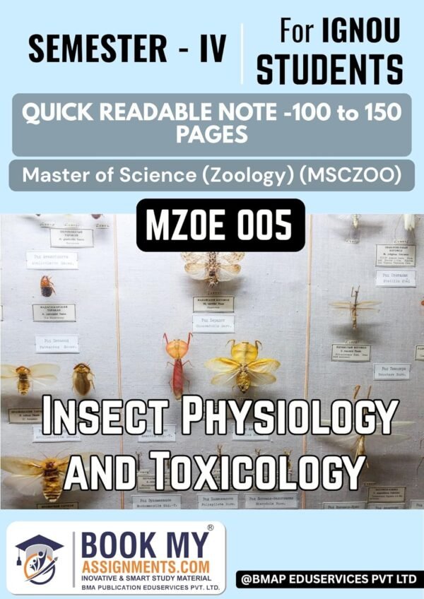 IGNOU MZOE 005 Insect Physiology & Toxicology English Medium Guide Book