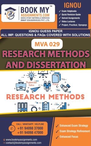 IGNOU Study Guide Book Solved Sample Papers MVA 029 Research Methods and Dissertation English Medium